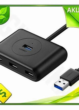 Ve хаб usb ugreen 4 new version порти usb 3.0 чорний з кабелем 50 см для пк ноутбука підключення прист n6w_ver