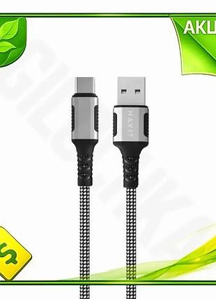 Ve кабель usb type-c havit new version 1 м чорний магнітний для зарядки і синхронізації 3a нейлоновий n6w_ver