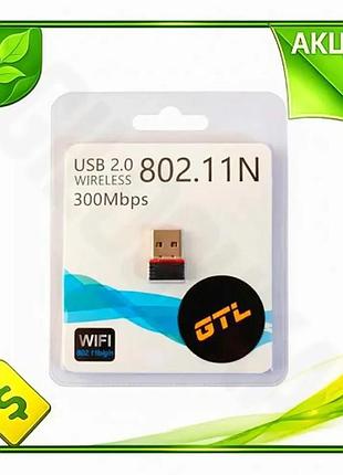 Ve мережевий адаптер gtl w300 new version usb 2.0 wifi 4 nano для ноутбука пк бездротовий інтернет ада n6w_ver