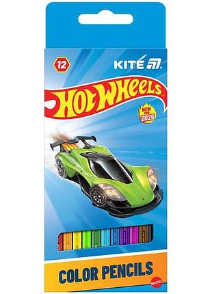 Олівці кольорові kite hot wheels набір 12 кольорів, hw25-051