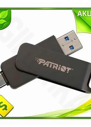 Ve флеш накопичувач usb 64гб new version patriot rage чорний поворотний type-c usb 3.2 для зберігання n6w_ver