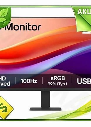 Ve монітор вигнутий 27" lg new version va 1920x1080 100 гц для ігор та роботи з usb type-c hdmi n6w_ver