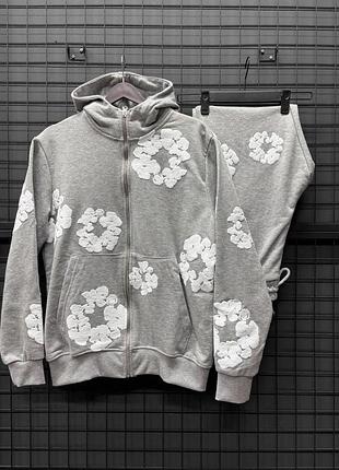 Костюм denim tears (zip) light grey/white