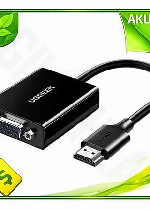 Ve перехідник hdmi (m) - new version vga (f) ugreen чорний 20 см адаптер для підключення до монітора в n6w_ver