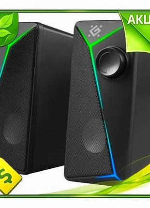 Ve акустична система 2.0 defender new version чорна з usb живленням 6 вт для комп'ютера з регулятором n6w_ver