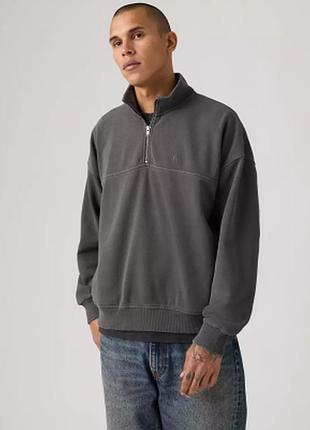 Світшот коротка застібка levis 19819 фліс garment dye blackened pearl xxl