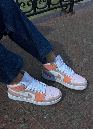 Кроссовки женские nike air jordan 1 retro high orange white beige (38, 41 размер)
