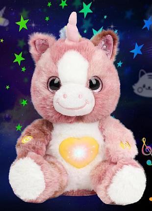 Cuteoy розовый плюшевый единорог звездный проектор музыкальный регулируемый поющий ночник