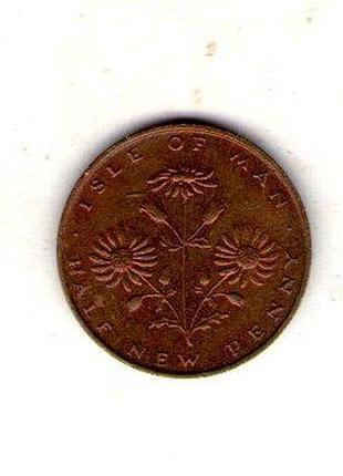 Остров мен ø королева елизавета ii 1⁄2 нового пенни, 1975 год бронза, 1.78g, ø 17.14mm no3689