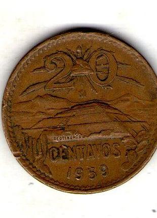 Мексиканские штаты 20 сентаво, 1959 год бронза, 10g, ø 28.5mm no3922
