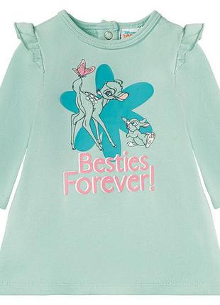 Платье двунитка для девочки disney бемби 370844_370488 062-68 см (2-6 мес.) зеленый