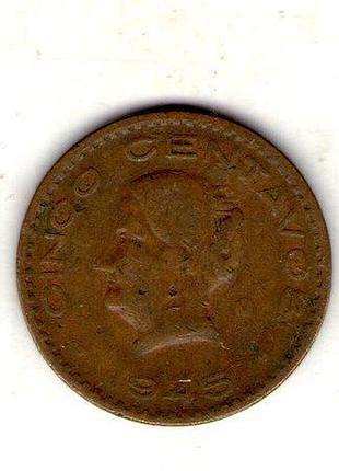 Мексиканские штаты 5 сентаво, 1945 год бронза, 6.5g, ø 25.5mm no3695