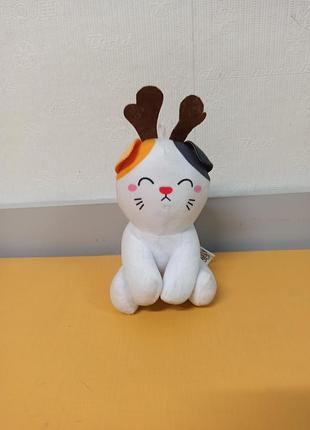 Мягкая игрушка белый котик в стиле кофе kawaii kuties