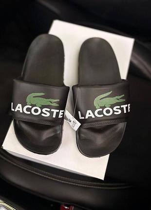 Чоловічі шкіряні шльопанці lacoste, літні чоловічі шльопанці, чоловічі молодіжні сланці з логотипом 45