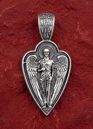Кулон ангел із молитвою зі срібла 925 проби з чорнінням