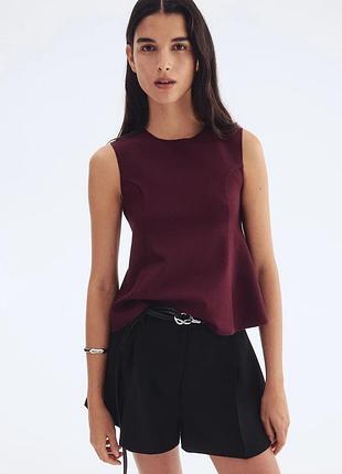 S/м/xl новый фирменный женский топ блуза без рукавов с баской интерлок