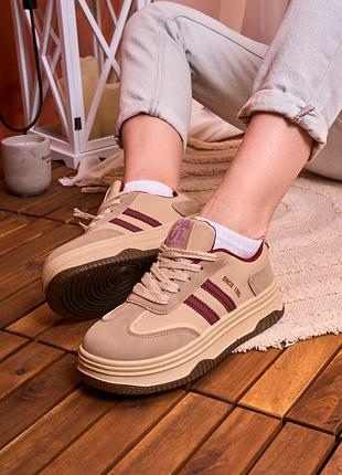 Кроссовки женские маломерные sneakers 1995 beige red (36-39 размер)