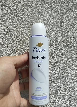 Дезодорант-антиперспірант dove invisible fresh 150 мл | 48 годин захисту, без білих слідів, 0% спирту
