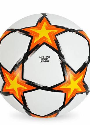 Футбольный мяч 70160-10 стандартный игровой размер no5 pvc резиновая камера 270 г для игр и тренировок белый с оранжевым