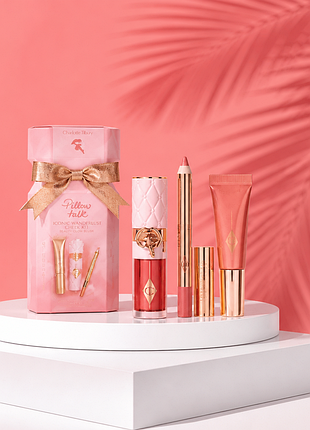 Набор косметики для макияжа губ и щек charlotte tilbury pillow talk iconic lip and cheek kit cracker