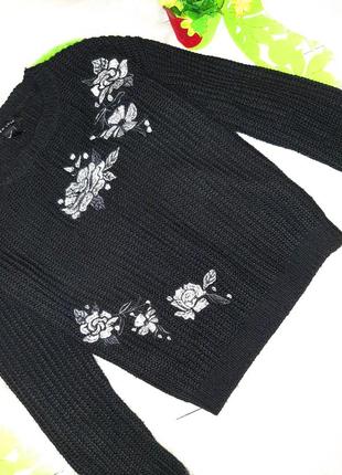 Вязаный джемпер свитер с вышивкой на 10/11лет2 фото