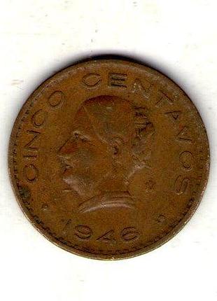 Мексиканские штаты 5 сентаво, 1946 год бронза, 6.5g, ø 25.5mm no3693