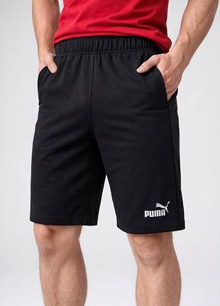 Шорти puma чоловічі спортивні чорні літні бавовна двонитка з кишенями на блискавці