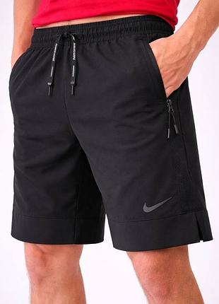 Чоловічі спортивні шорти nike dri-fit чорні мікрофібра стрейч літні з кишенями на блискавці