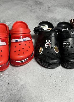 Тапки crocs x тачка маквін / crocs x bape