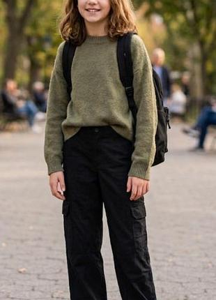 Брюки -карго на девочку с широкими калошами h&m 12-13 лет новые