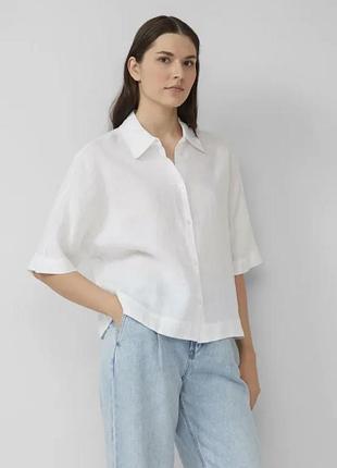 Рубашка белый цвет лен с вискозой h&amp;m 🌿