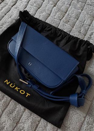 Шкіряна сумка-багет від nukot (blue baguette bag) у повній комплектації (пильник+коробка)