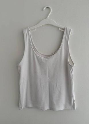 Белая базовая майка в рубчик h&amp;m размер l