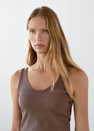 Майка massimo dutti коричнева в рубчик