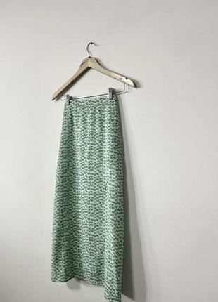 Міді юбка з натуральної тканини з розрізом h&m🌿