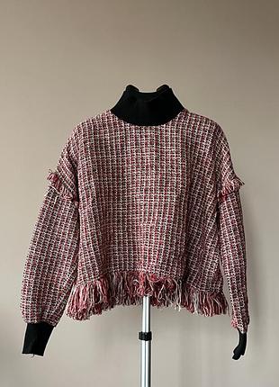 Zara кофта розмір s , тканина букле, горловина і манжети з трикотажу