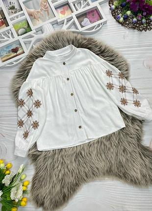 Рубашка с вышивкой для девочек/122- 146/