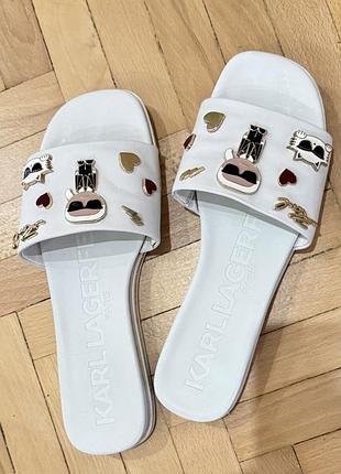 Шкіряні оригінальні шльопанці karl lagerfeld