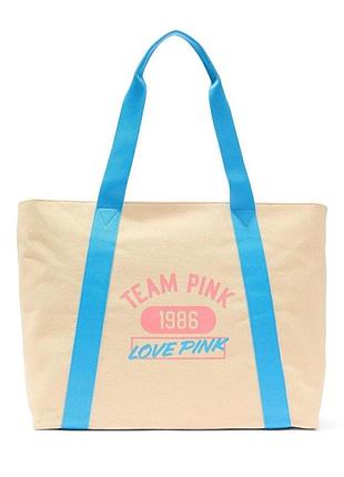Сумка шопер пляжна канва pink victoria’s secret