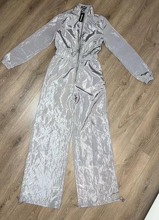 Жіночий комбінезон prettylittlething сріблястий y2k, розмір eur 36