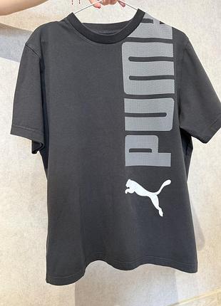 Оригінальна футболка puma ess+ logo lab tee / чорна чоловіча футболка пума розмір l