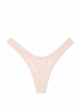 Трусики стрінги мереживні victoria's secret wink micro thong panty xl рожевий (11259354)