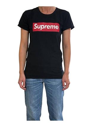 Supreme женская футболка черного цвета. размер s.