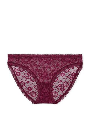 Сетевые трусики victoria's secret lacie lace bikini panty м бордовый (26915244)