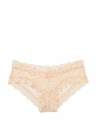 Трусики чікі мереживні victoria's secret posey lace cheeky panty xl бежевий (26826091)