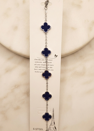 Вишуканий браслет у стилі van cleef із синьою конюшиною