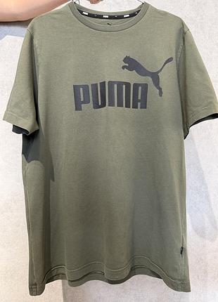 Оригінальна футболка puma ess logo tee / чоловіча футболка пума хакі оливкова розмір l
