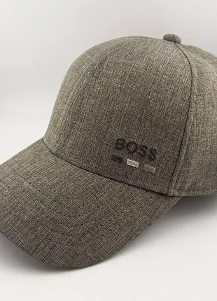 Кепка бейсболка boss літня з натурального льону, кавова, чоловіча