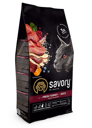 Savory adult cat steril fresh turkey and duck - сухой корм с индейкой и уткой для взрослых стерилизованных котов