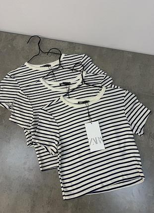Хит 🔥женский топ в полоску zara тельняшка зара вискозная футболка топ укороченная